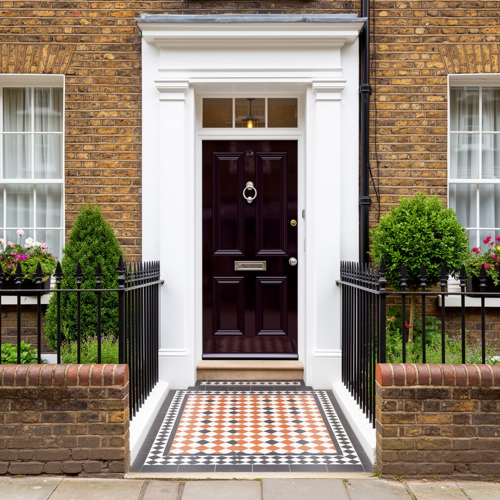 Exterior front door and porch